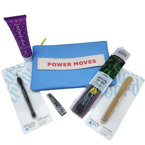 ipsy Handbags - NEW Ipsy Power Moves Cosmetic Pouch Zip Bag, Nail Clipper, Files, Cuticle Lotion